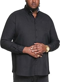 D555 Men's Plus Size Richard Basic Oxford Long Sleeve Shirt in 5 Colours 2XL to 6XL