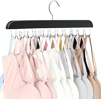 Bra Hanger for Closet, Tank Top Organizer 20 Hooks Capacity Foldable Wood Space Saving Hanger Closet Organizers and Storage for Dorm & Apartment for Tank Top, Hats, Scarf etc.