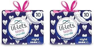 Lil-lets Teens Night Pads, 2 Pack of 10 Petite Pads with Wings