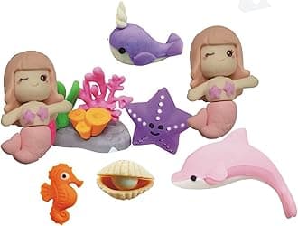BKDT Marketing Mermaid & Ocean Animal Erasers- School Stationary Kit for Kids, Return Gifts for Kids- Mermaid Playset Erasers, Birthday Return Gift - 8 Pcs