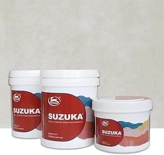 SUZUKA Strato Texture Limewash Effect Matte Wall Paint SCT-310 - Lime Wash Plaster, Venetian Interior Paint - Primer and Wax Top Coat included - Misty Grey