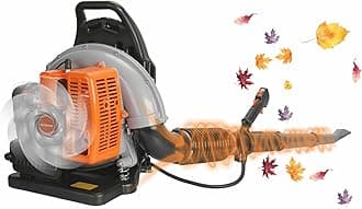 Backpack Leaf Blower, 2-Stroke Engine 665CFM Air Volume 1.7L Tank Leaf Blower 63CC Gas Powered Leaf Blower Snow Blower for Lawn Care, Road Cleaning (Orange)