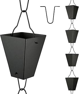 TE DEUM Square Link Rain Chain, 8.5 Feet Length, Black Powder Coated, Functional and Decorative Replacement for Gutter Downspouts