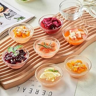 PrimeWorld 3.5 inch Bowl Set of 6 Pcs for Soy Sauce Dipping Side Dishes & Snack Sushi Fruit Dessert Serving Bowl, Vegetable, Food Bowl for Restaurants, Kitchen Gifts, 70 ml, Transparent