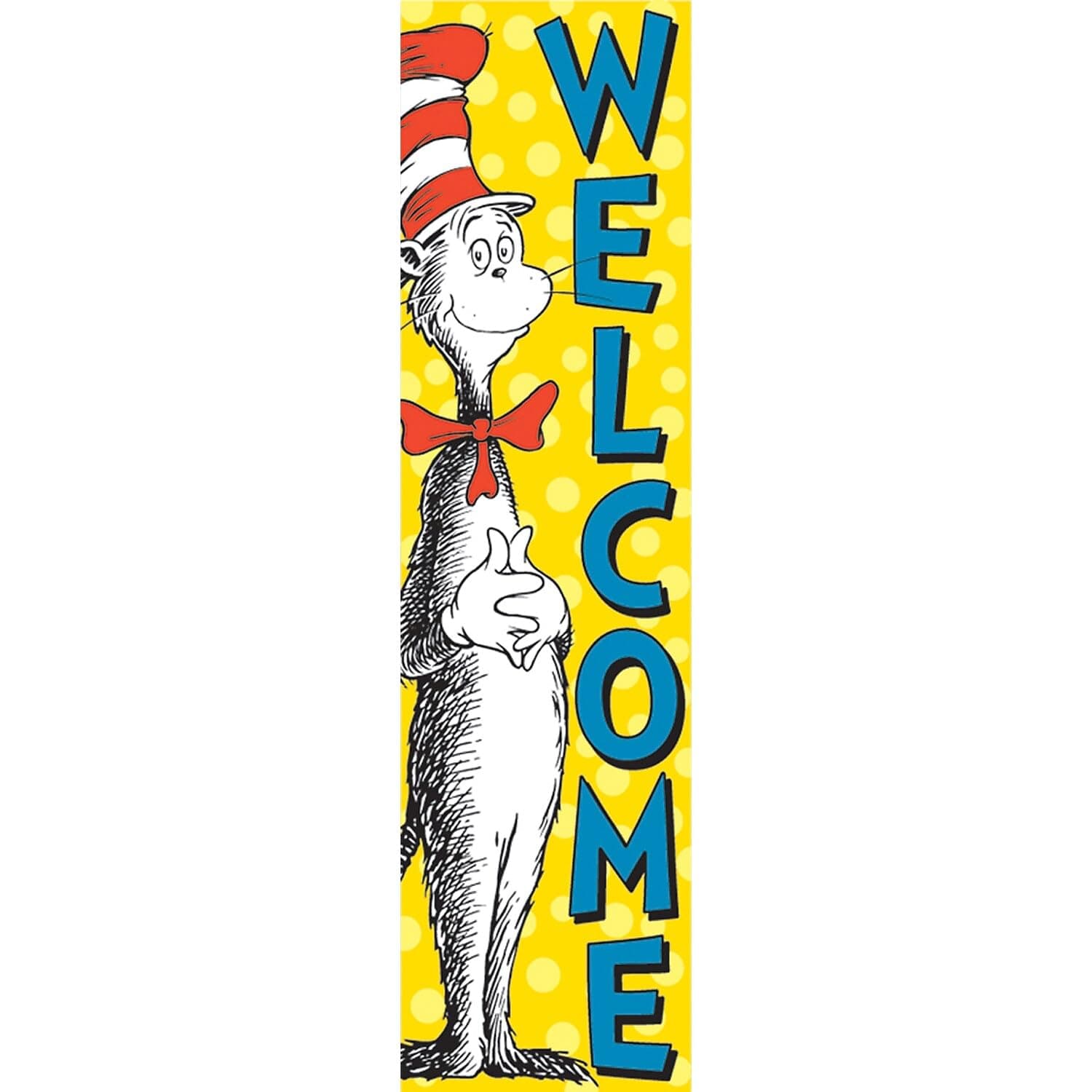 Eureka Dr. Seuss Vertical Classroom Banner, Cat in The Hat Welcome, 4 ft.(849664)
