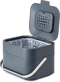 Intelligent Waste, Stack 4 Kitchen Food Waste Compost Caddy Recycling Bin with Odour Filter, 4 Litres / 1 Gallon- Graphite