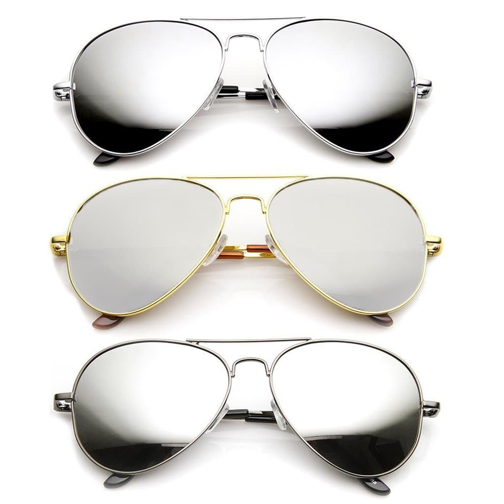 The Original Aviator - Full Mirror Lens(8 Piece, 4 Silver/4 Gold Set)