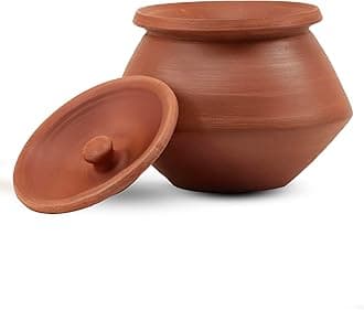 Dahi Handi Clay Pot 750 ML, Traditional Eco-Friendly Curd Pot with lid, Handcrafted Terracotta Pot for Curd/Yogurt Storage