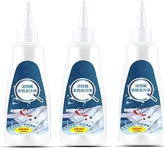 Active Enzyme Clothing Stain Remover - White Shirt Guardian, Active Enzymatic Laundry Cleaning, Stubborn Stains Cleaner, Clothes Oil Stain Remover, Clothing Quick Laundry Dry Cleaner (White - 3Pcs)