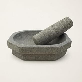 EZAHK Kalvam Stone Mortar and Pestle Set,Masher, Khalbatta, Kharal, Musal,for Kitchen, Home, Herbs and Spices (9.5 inch Grey,Big Size)