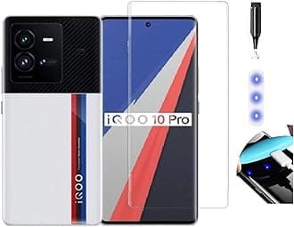 NISHTECH Advanced HD+ Curved UV Tempered Glass Screen Protector Designed for iQOO 10 Pro 5G || Full Screen Coverage with Easy Installation Kit (Anti-Scratch)