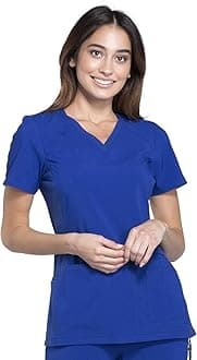 Women's Medical Scrub Top Iflex V-Neck Knit Panel Top - CK605