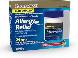 GoodSense Allergy Relief Loratadine Tablets 10 mg, Antihistamine, Allergy Medicine for 24 Hour Allergy Relief, 30 Count
