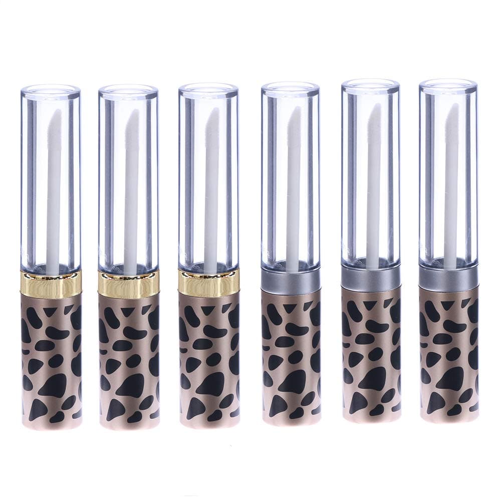 MEABEN 10 Pcs 5ML Mini Leopard Empty Lip Gloss Tube Vials Refillable Lip Balm Bottles Lip Stick Glaze Tubes Lipstick Sample Container DIY Cosmetic Tool, Random Color