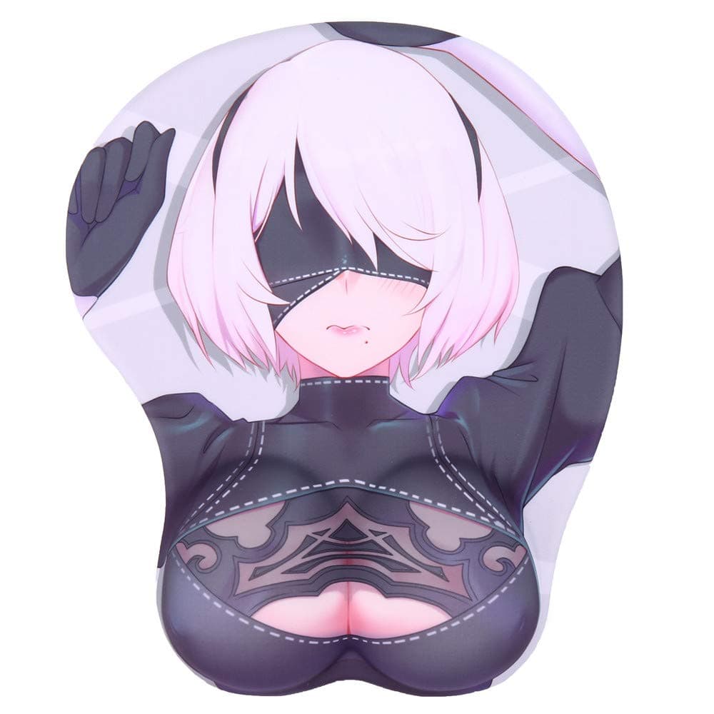 2B Anime Mouse Pads with Wrist Rest Gaming 3D Mousepads 2Way Skin (2B 01)