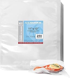 Chamber Machine Vacuum Pouches 11" x 13" Size 3MIL Pre-Cut Heavy Duty Bags 250 Pack BPA Free Sous Vide Safe - NOT COMPATIBLE WITH FOODSAVER TYPE VACUUM SEALERS - Commercial Use Grade Avid Armor