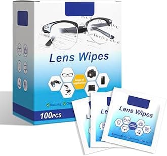 Lens Cleaning Wipes, 100 Pack Pre- Lens Wipes for Eyeglasses, Moistened Individually Wrapped Sracth-Free Streak-Free Eye Glasses Cleaner Wipes for Camera Lens, Sunglass, Goggles
