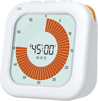 EooCoo Visual Timer Digital, 60-Minute Countdown Rotation Timer for Kids and Adults, Adjustable Volume,LCD Screen Pomodoro Time Management Education Tool for Home Kitchen,School,Office,ADHD-Snow White