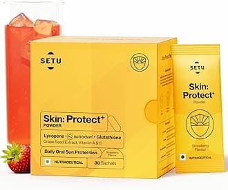 SETU Skin Protect – Drinkable Beauty Supplement with 500mg Glutathione & Plant-Based NutroxSun for Skin Health Support (30 Sachets, Strawberry)