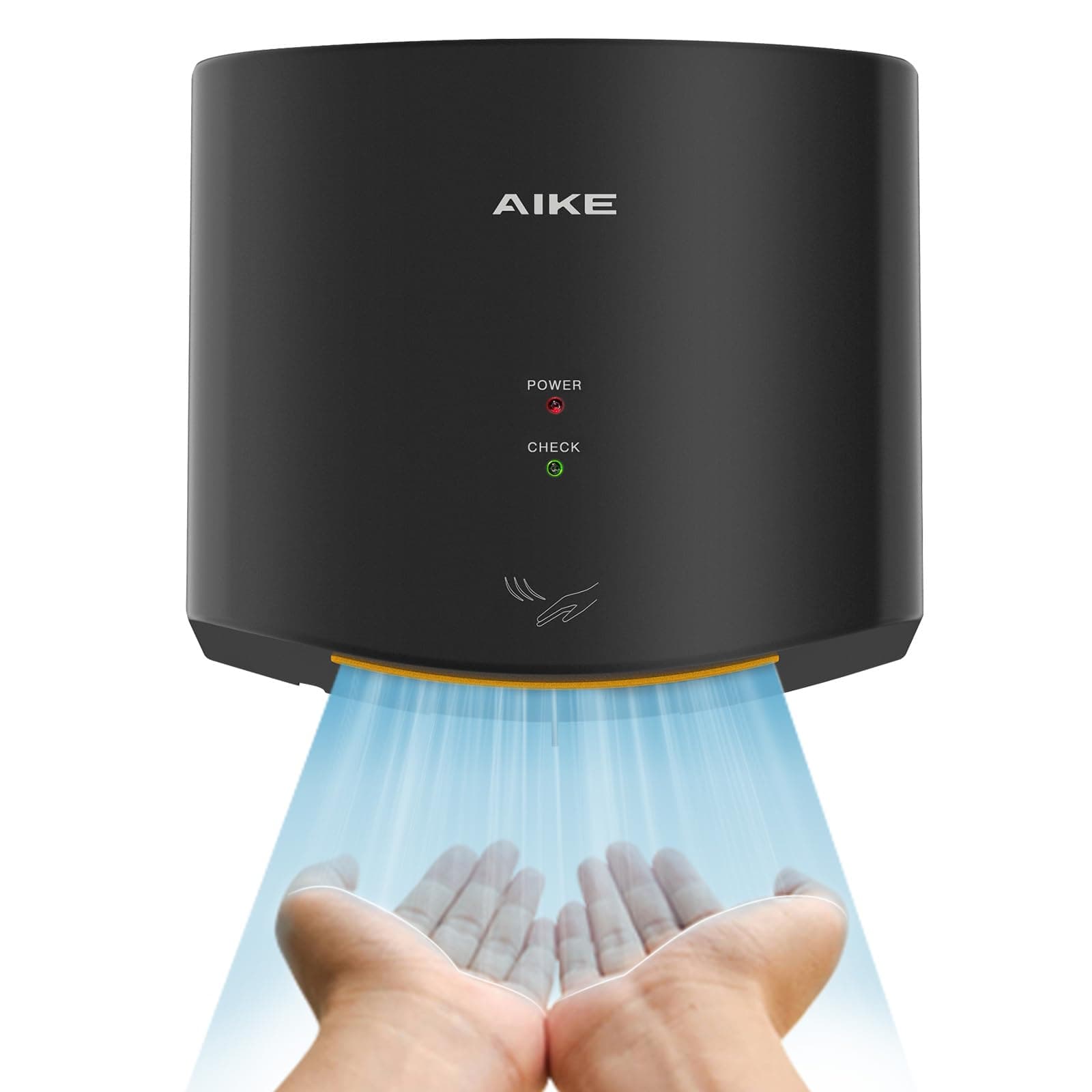 AIKE Air Wiper Compact Quick Drying Hand Dryer, 1400 W 220 V, Plug & Use, Paperless & Contactless for Public Sanitary, AK2630S (Black)