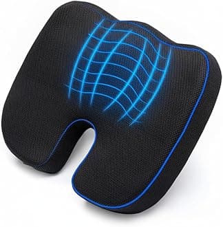 Orthopedic Coccyx Cushion | Memory Foam Support for Lower Back, Tailbone & Sciatica Relief | Chair & Car Use | Ergonomic Design | Supports 60kg+ Weight - Black
