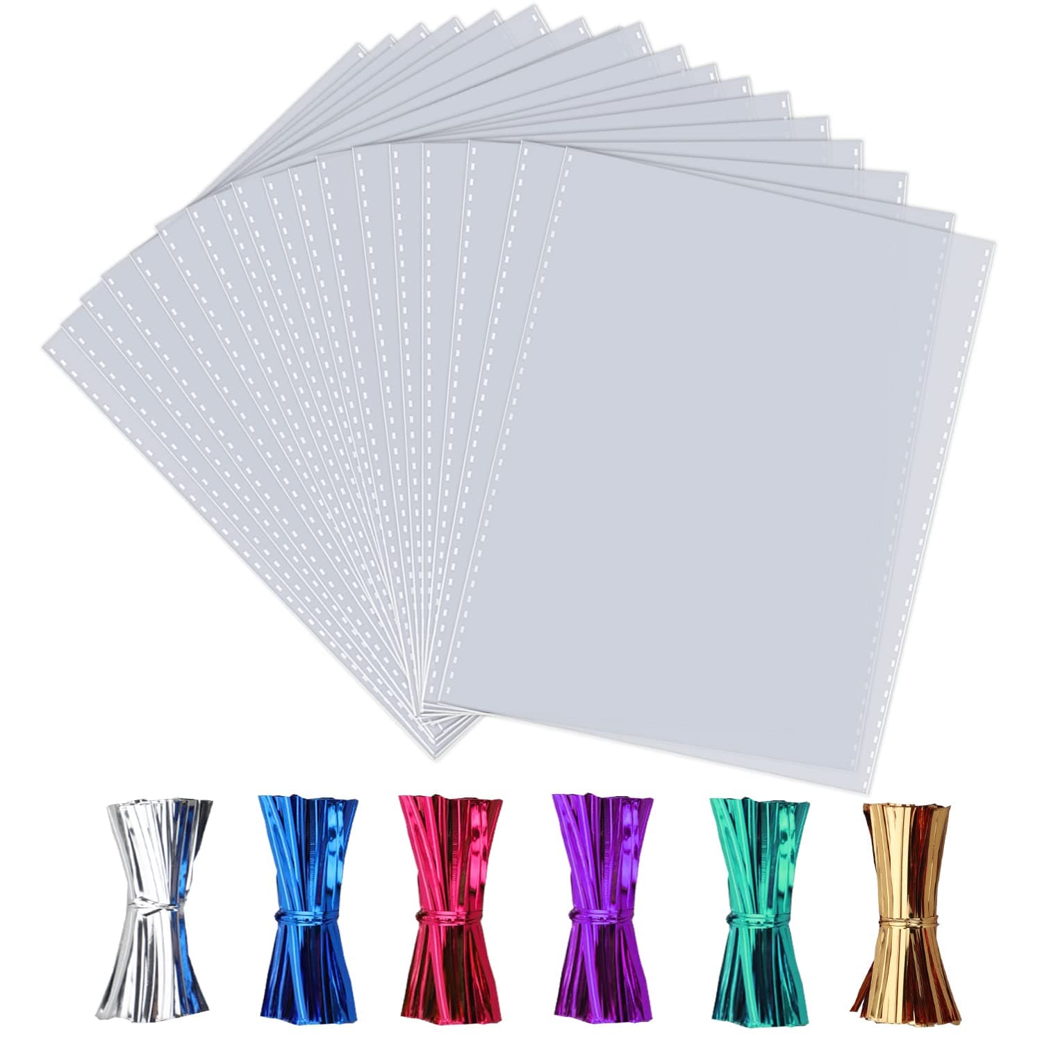 Docvania 200pcs 4X9" Clear Flat Cello Cellophane Bags Plastic Poly Treat Bags for Gift Wrapping,Cookie,Candies,Bakery,Dessert,Party Favors Packaging with 4" Colorful Twist Ties…