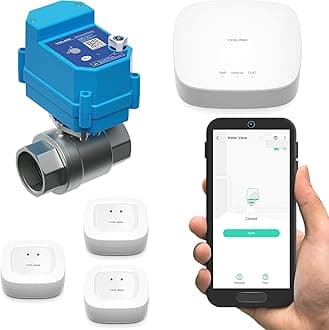 YoLink LoRa Smart Water Leak Protection System, Including 1/2" Commercial Grade Smart Motorized Stainless Steel Valve, (3) Water Leak Sensors, Hub: Up to 1/4-Mile Range, IFTTT, Alexa, Home Assistant