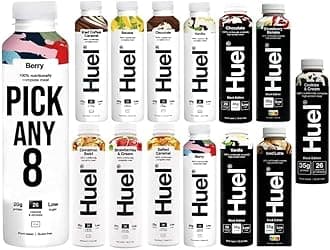 PICK ANY 8 Ready To Drink Nutritionally Complete Meal from 8+ Flavours Inc.Chocolate, Banana, Vanilla, Berry, Salted Caramel, Iced Coffee Caramel, Strawberries & Cream, BLACK EDITION (Each 500ml)