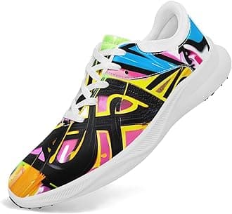 Spikeless Golf Shoes for Men, Women's Breathable Abstract Art Non-Slip Sports Walking Shoes with Air-Outer Golf Sneakers