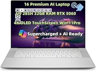 NewDe.l.l 16 Premium (Replace XPS16) AI Laptop 16.3" OLED UHD+(3840x2400) Touch Screen 16-Cores Ultra 9 285H 32GB RAM 1TB SSD Geforce RTX 5060 8GB GDDR7 Graphics RGB-IR Cam WiFi7 Fingerprint Win 11Pro