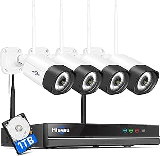 Wireless Security Camera System, 8CH NVR, 4x3MP WiFi Camera, Night Vision, Motion Detect, Instant Alert, Phone&PC View, 1TB HDD
