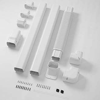 Della 4" 9.5 Ft Mini Split Line Set Cover with Flexible Duct, Decorative PVC Lineset Cover Kit, Paintable for Air Conditioner, Central AC, HAVC & Heat Pumps Systems Tubing Cover, White