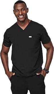 FIGS Leon Scrub Top for Men – 3 Pockets, Tailored Fit, Modern V-Neck, 4-Way Stretch, Moisture-Wicking