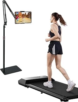 DeerRunWalking Pad 2 in 1 Under Desk Treadmill, 2.5HP Low Noise Walking Pad Running Jogging Machine with Remote Control for Home Office, Lightweight Portable Desk Treadmill Installation Free