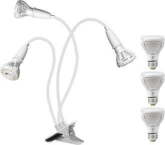 LED Grow Lights for Indoor Plants, 450W Full Spectrum Clip-on Gooseneck Grow Light with Ceramic Tech.,+SANSI LED Grow Light Bulb for Seeds and Greens, Full Spectrum 10W