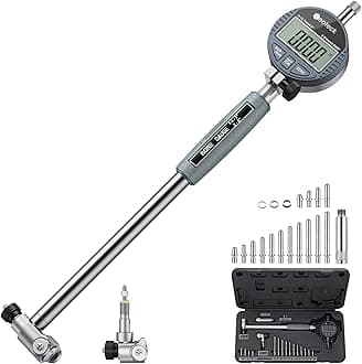 Neoteck 1.4-6"/0.0005" Digital Indicator Bore Gauge Set with 15PCS Anvils 6" Measuring Depth Dial Bore Gauge with ABS Storage Box for Engine Cylinder Measurement