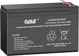 Casil 12v 10ah LiFePO4 Battery, Premium 12v 10ah Lithium Battery, 12 Volt Lithium Ion Deep Cycle Battery, Suitable for Solar/Wind Power, ITO, Lighting, Power Wheels, Fish Finder