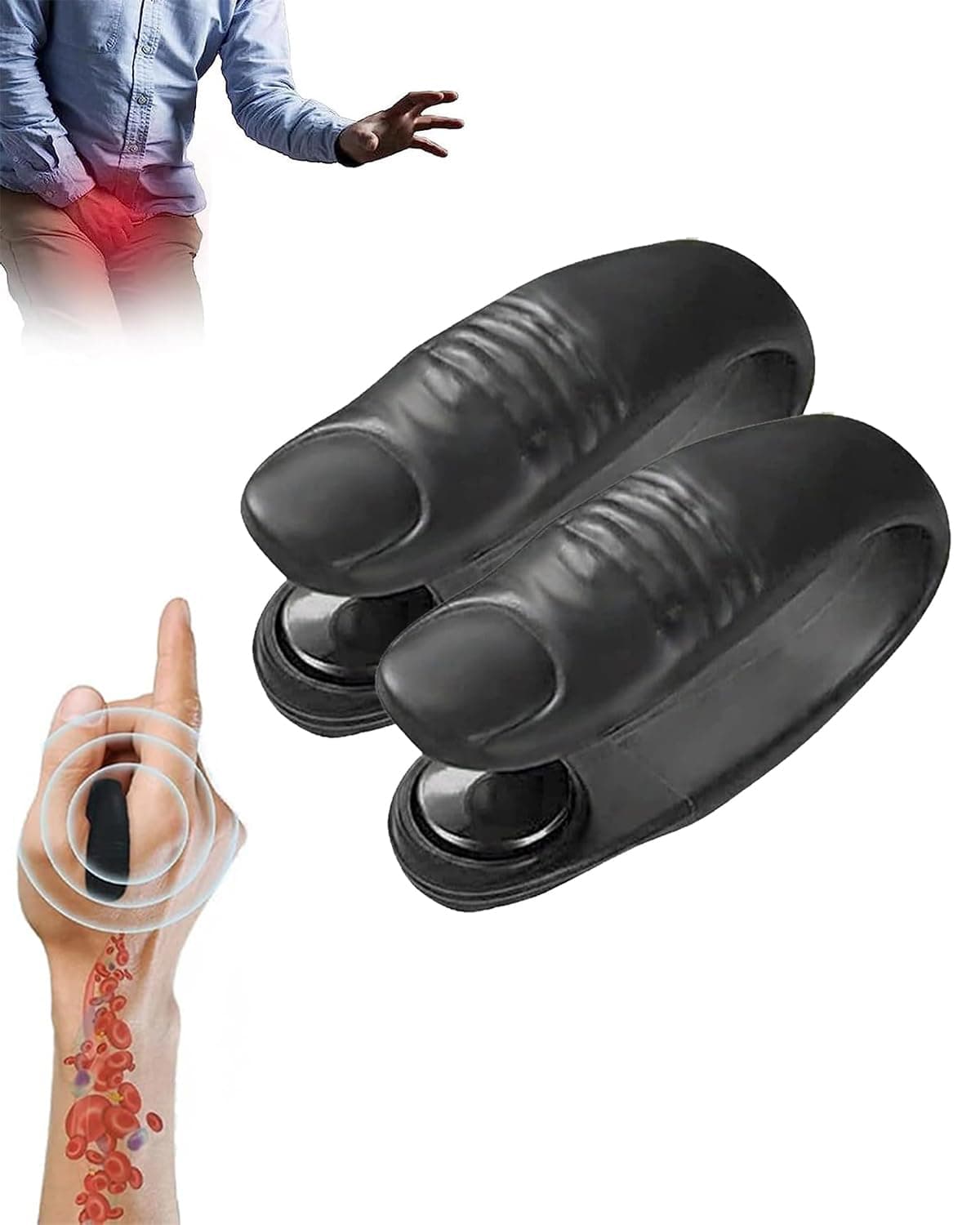 2 Pcs Sugar Control Li4 Acupressure Point Clip, Sugar Control Acupressure Clip, Supporting Acupressure Relaxation, Stress Alleviation, Tension Relief and Headache Relief Hand Clip (Black)