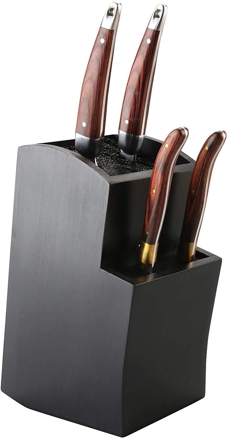 Universal Stepped Knife Block Organiser Display Kitchen Tidy Black Unique Design Stylish Sustainable Bamboo