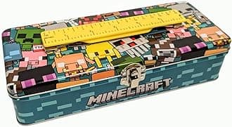 Tin Box Company Large Storage Box with Ruler Handle, Minecraft