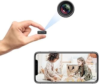 Mini Hidden Spy Camera - Indoor Tiny Camaras Espias Ocultas, Nanny Cam for Home or Bedroom, Supports SD Card & Wi-Fi App Recording