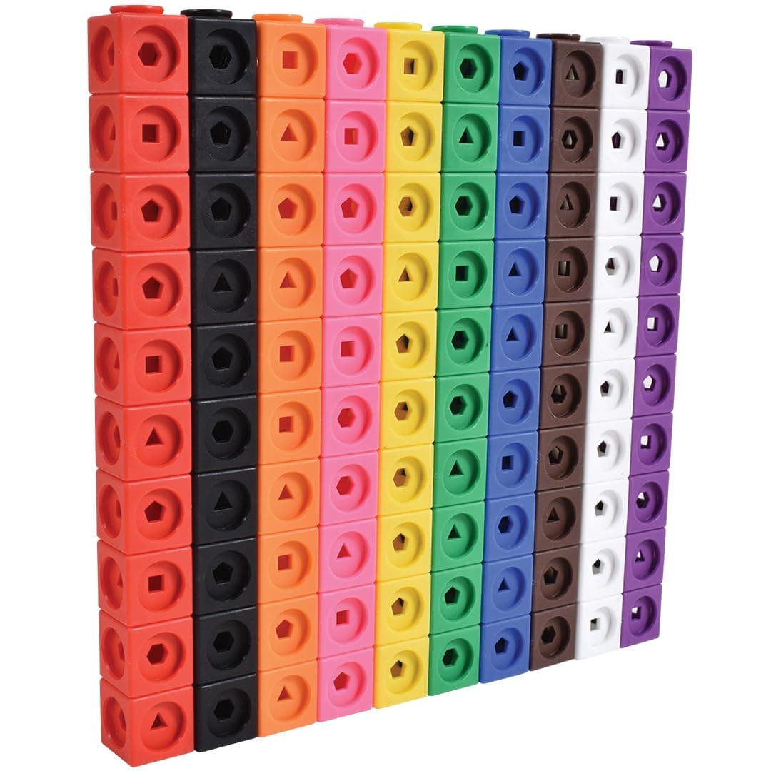 edxeducation Math Cubes | Set of 100 Counting Blocks with 5 Shapes | Math Man...