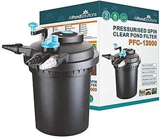 AllPondSolutions Pressurised Koi Fish Pond Filter with UV Steriliser - 2-in-1 Biological, Mechanical UV Pond Filter System - Easy to Clean & Maintain - For Outdoor Ponds Up to 12000 Litres - PFC-12000