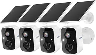 Hiseeu Solar Camera Security Outdoor, 4 Pack 100% Wireless 3K 4MP Surveillance Indoor WiFi Smart Cameras for Home Security Outside, PIR/AI Motion Detection, Waterproof, Color Night Vision, 2-Way Audio