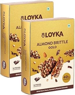 Loyka Almond Brittle Classic Choco Box - 2 packs x 12 pcs | Premium Chocolate Gift Hamper | Choco & Nut Dryfruit Delicacy | Roasted California Almonds (45%), Dark Choco, Salted Caramel |Any-time snack