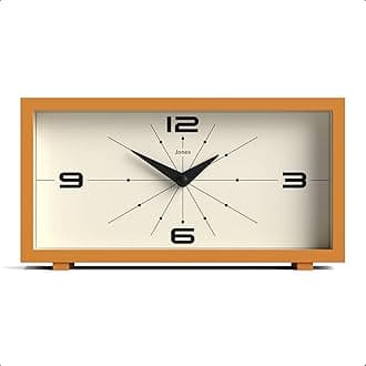 Odeon desk clock | Modern rectangular design | Mustard yellow | Stylish retro look for shelf, table, mantel or bedside