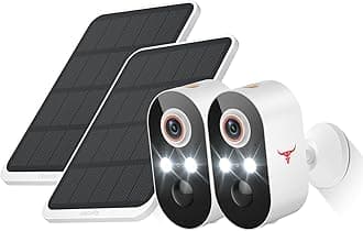 Solar Security Cameras Wireless Outdoor 2 Pack, Battery Powered WiFi Cameras for Home Surveillance, AI Human Detection, 2-Way Talk, Color Night Vision, Cloud Storage, Weather Resistance
