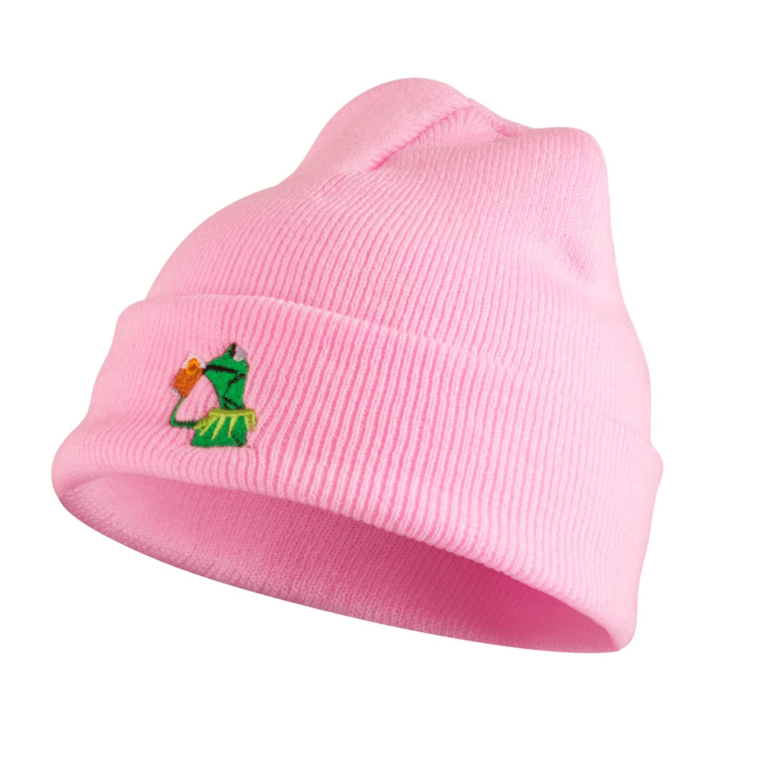 Winter Kermit The Frog Sipping Tea Beanie Warm Soft Oversized Thick Cable Knitted Hat Unisex Cuffed Skull Knit Caps…