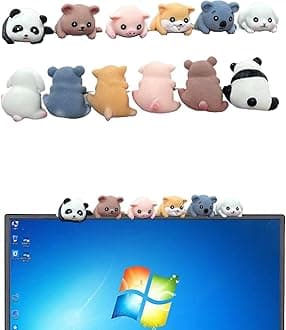 6Pcs Creative 3D Craft Figurine Computer Monitor Decor,Car Central Control Screen and TV Decorations,Personalized Animal Collectible Figurines Mascot Resin Crafts for Home Office Decoration