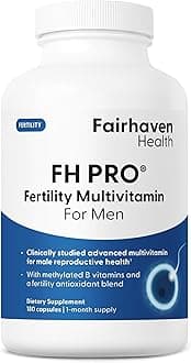 Fairhaven Health FH Pro for Men | Clinically Studied Premium Prenatal Fertility Supplements for Men | Male Fertility Supplements | Count and Motility Support Pre-Conception for Him | 180 Capsules